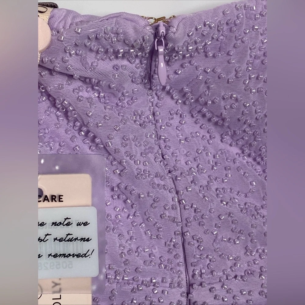 Oh Polly Venice Embellished Plunge Halter Neck Midaxi Dress in Lilac Size 10 - Picture 11 of 16